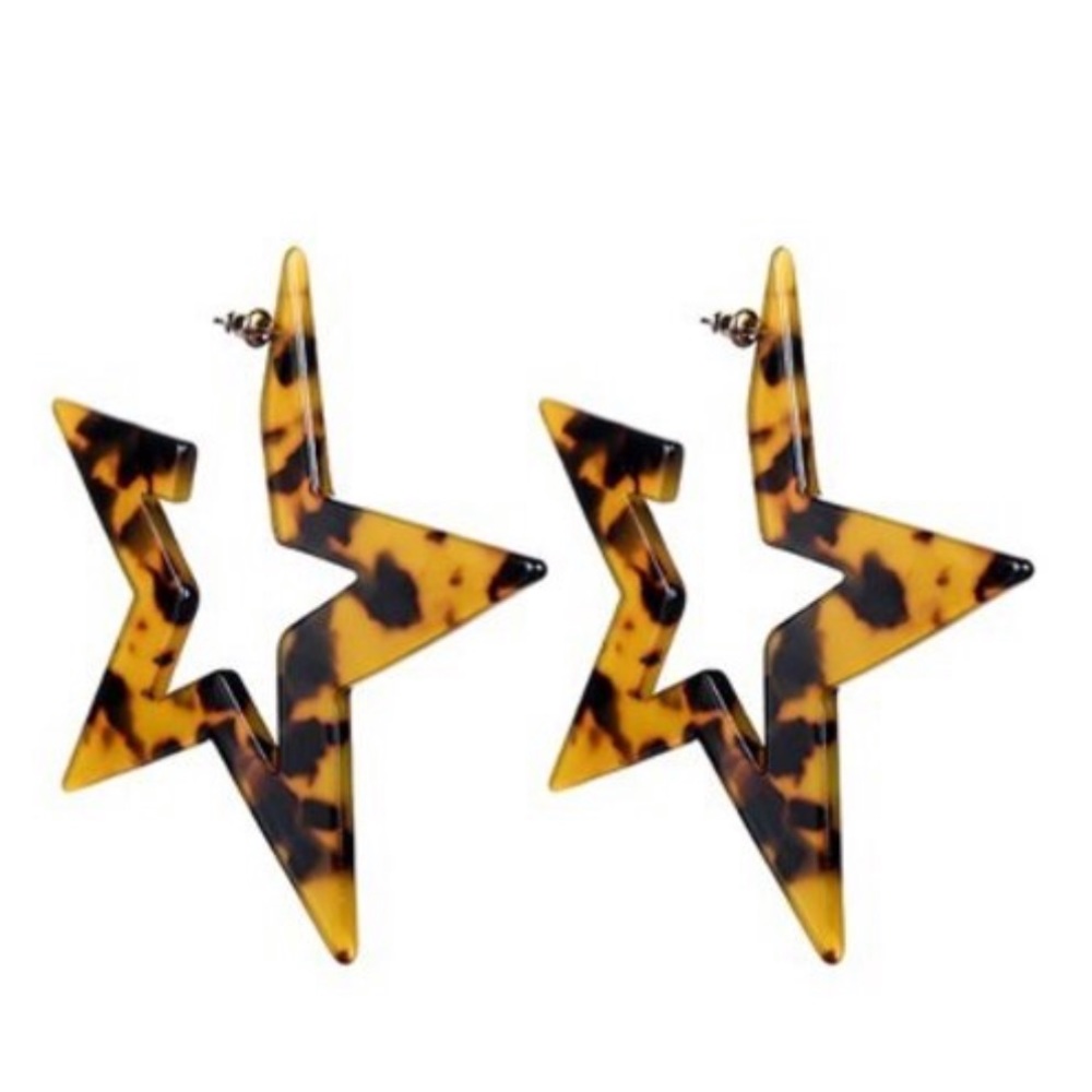 *NEW* Tortoise Acrylic Star Statement Earrings